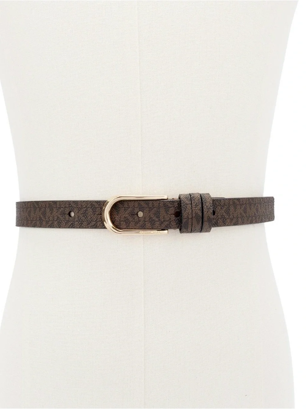 Michael Kors Burgundy Logo Slim Belt with Gold Buckle